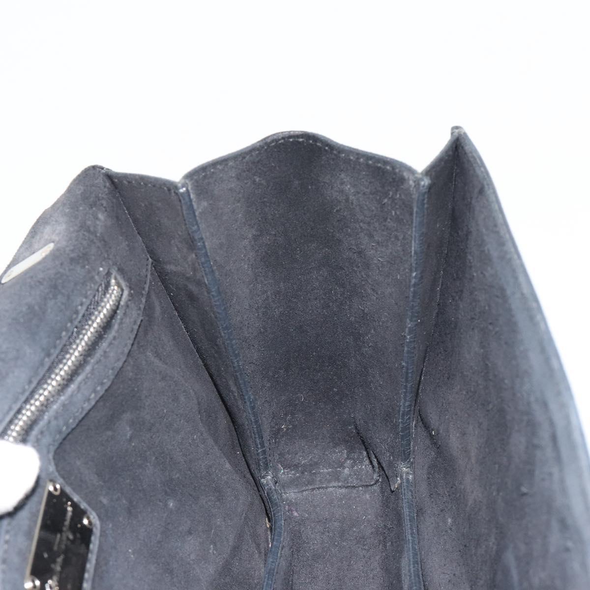 Salvatore Ferragamo Vala Chain Shoulder Bag Suede Black Silver Auth 187258A