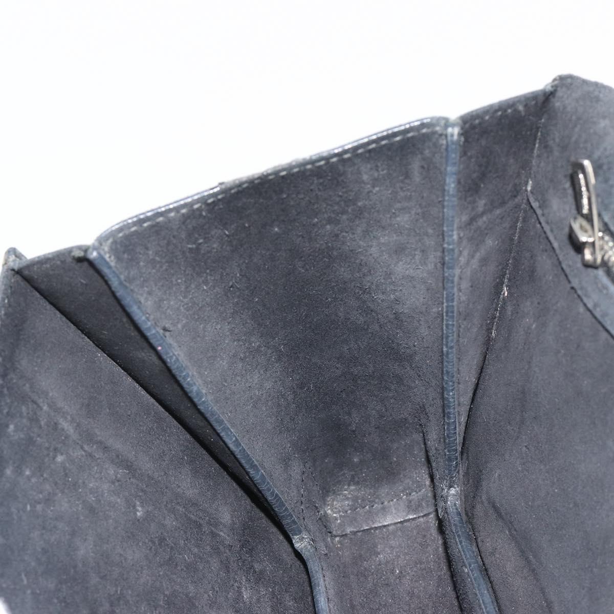 Salvatore Ferragamo Vala Chain Shoulder Bag Suede Black Silver Auth 187258A