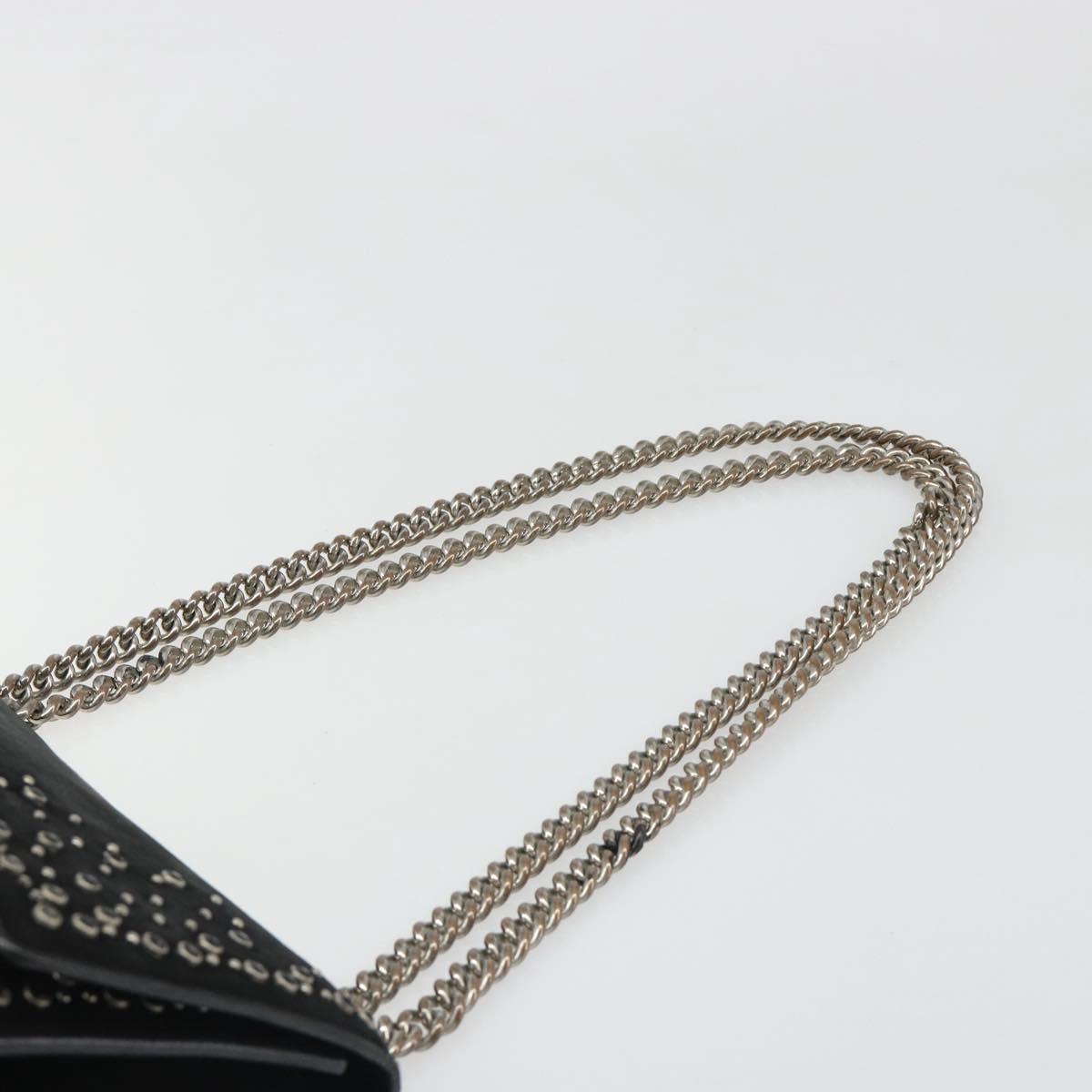 Salvatore Ferragamo Vala Chain Shoulder Bag Suede Black Silver Auth 187258A