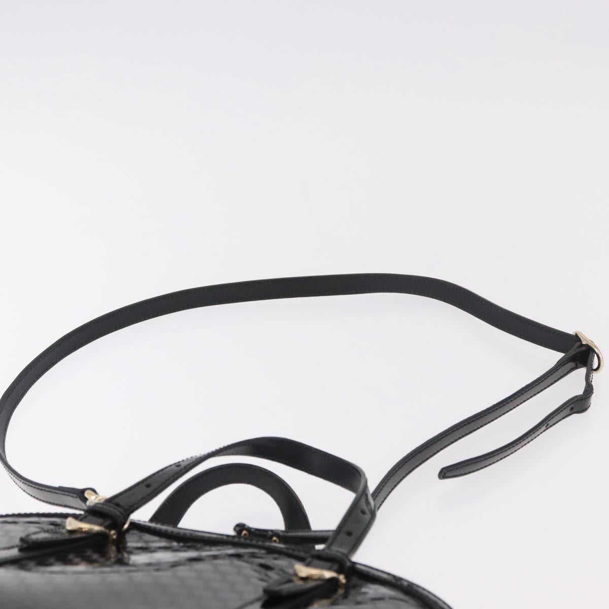 GUCCI Micro GG Canvas Bag Patent Leather 2way Outlet Black 309617 Auth 187261