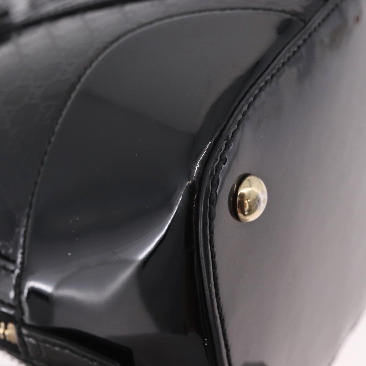 GUCCI Micro GG Canvas Bag Patent Leather 2way Outlet Black 309617 Auth 187261