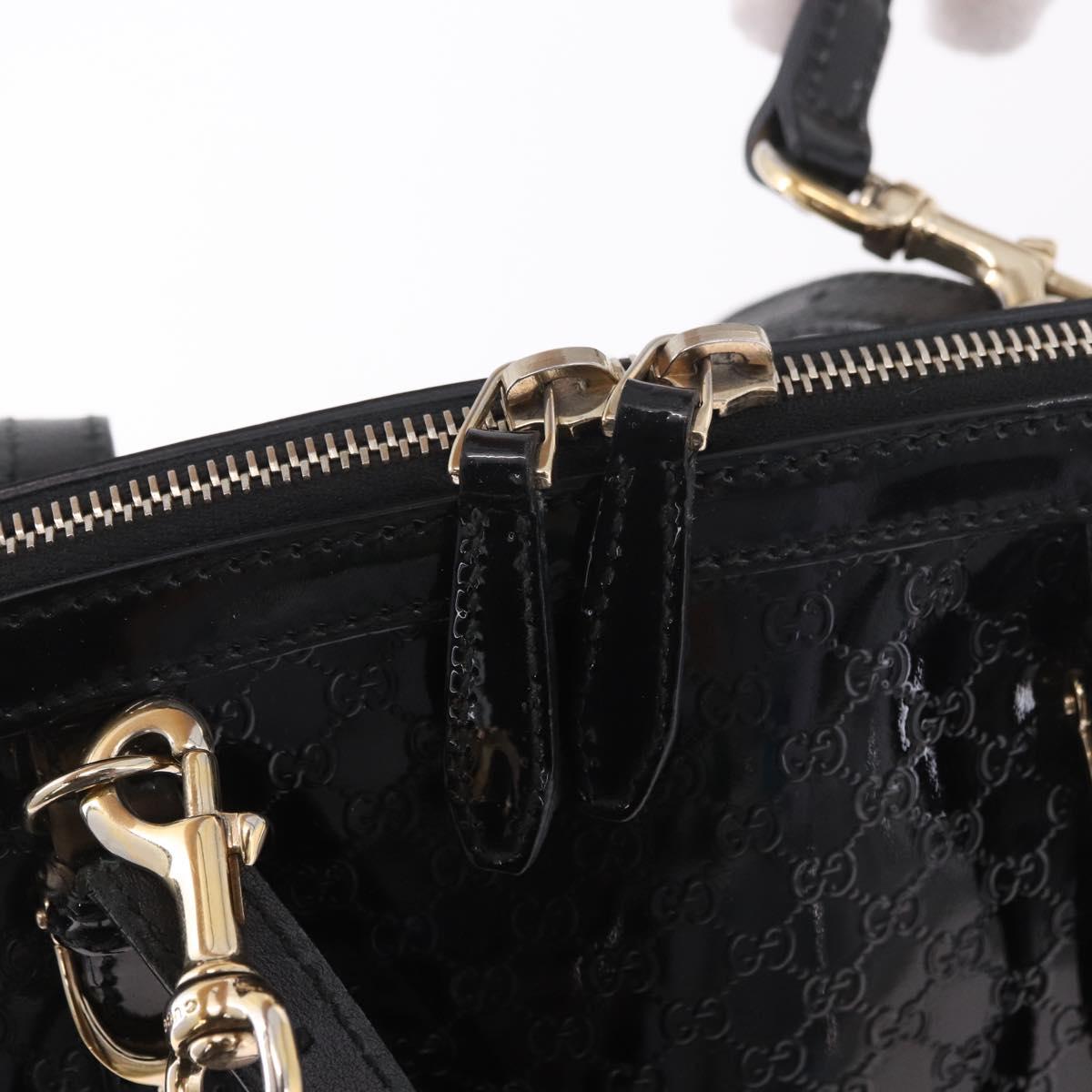 GUCCI Micro GG Canvas Bag Patent Leather 2way Outlet Black 309617 Auth 187261