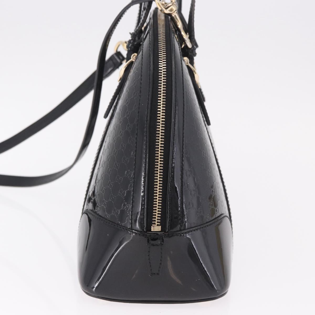GUCCI Micro GG Canvas Bag Patent Leather 2way Outlet Black 309617 Auth 187261