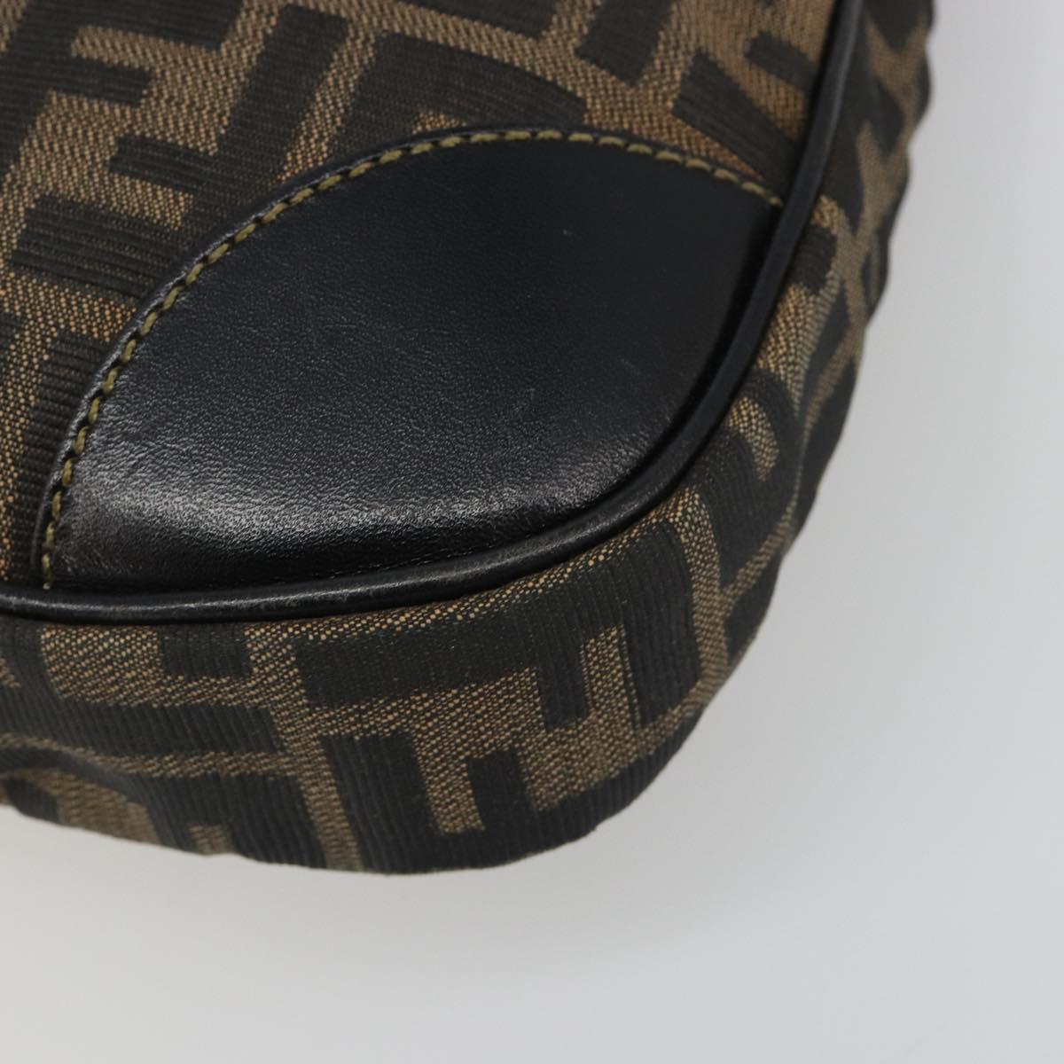 FENDI Zucca Canvas Tote Bag Black Brown Auth 187262A