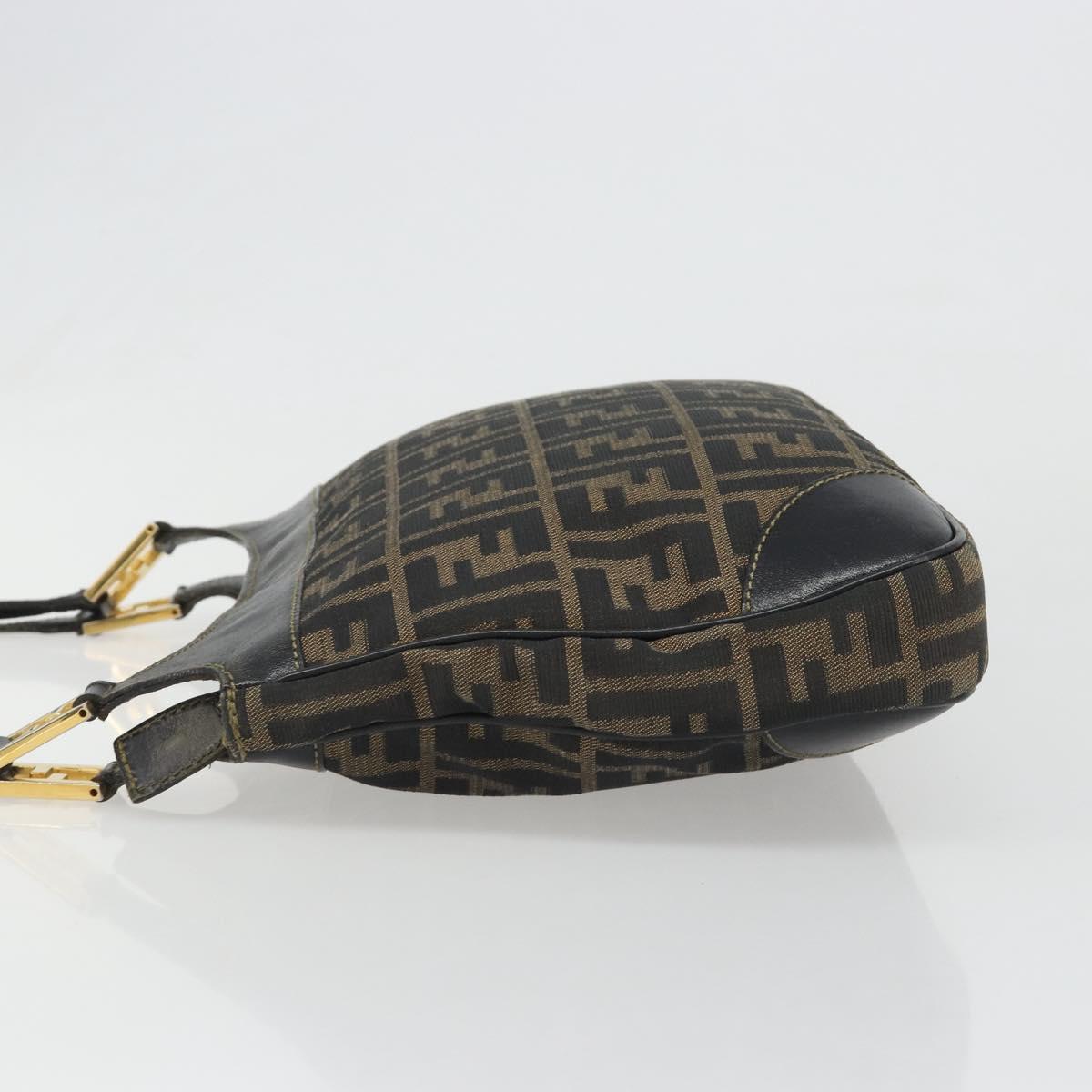 FENDI Zucca Canvas Tote Bag Black Brown Auth 187262A