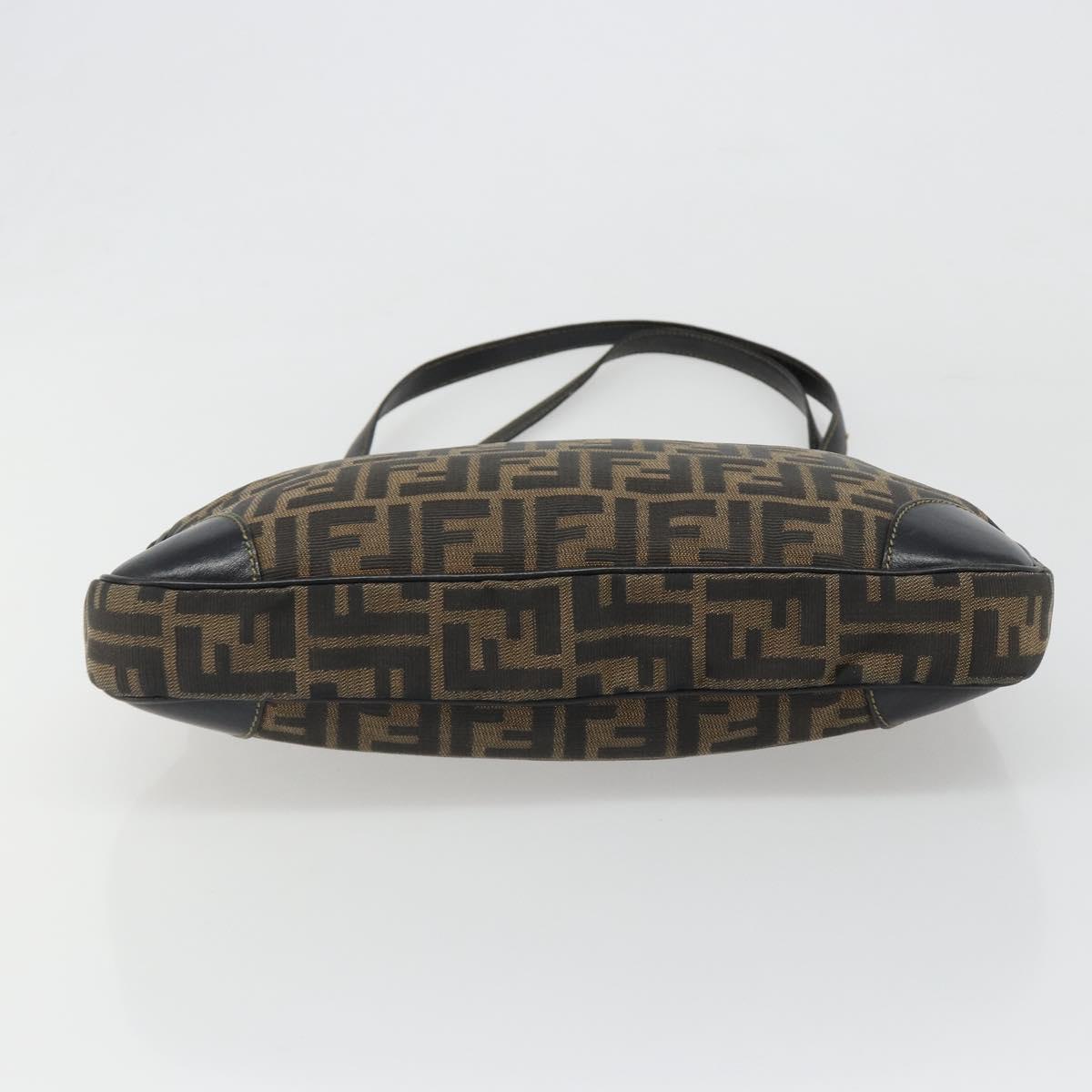 FENDI Zucca Canvas Tote Bag Black Brown Auth 187262A