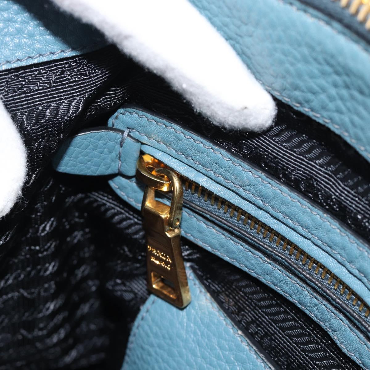 PRADA Hand Bag Vittero Dino Leather 2way Blue Gold Auth 187263V