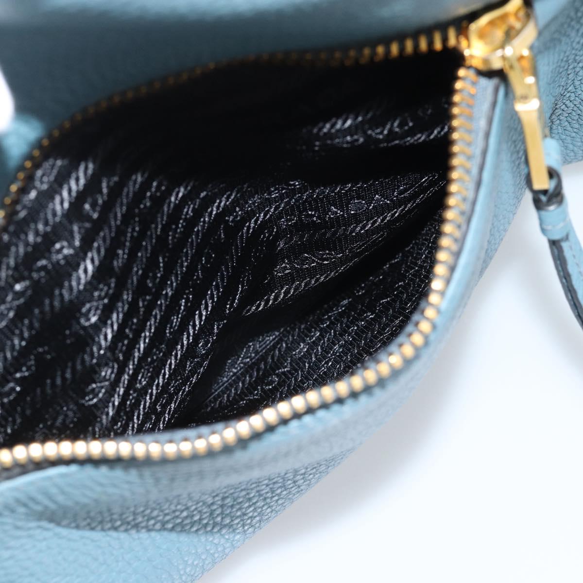 PRADA Hand Bag Vittero Dino Leather 2way Blue Gold Auth 187263V