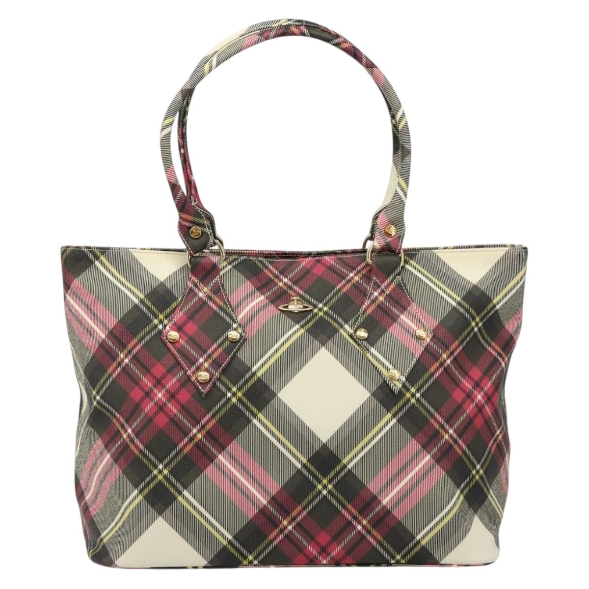 Vivienne Westwood Tote Bag PVC Canvas Pink Gold Auth 187266V