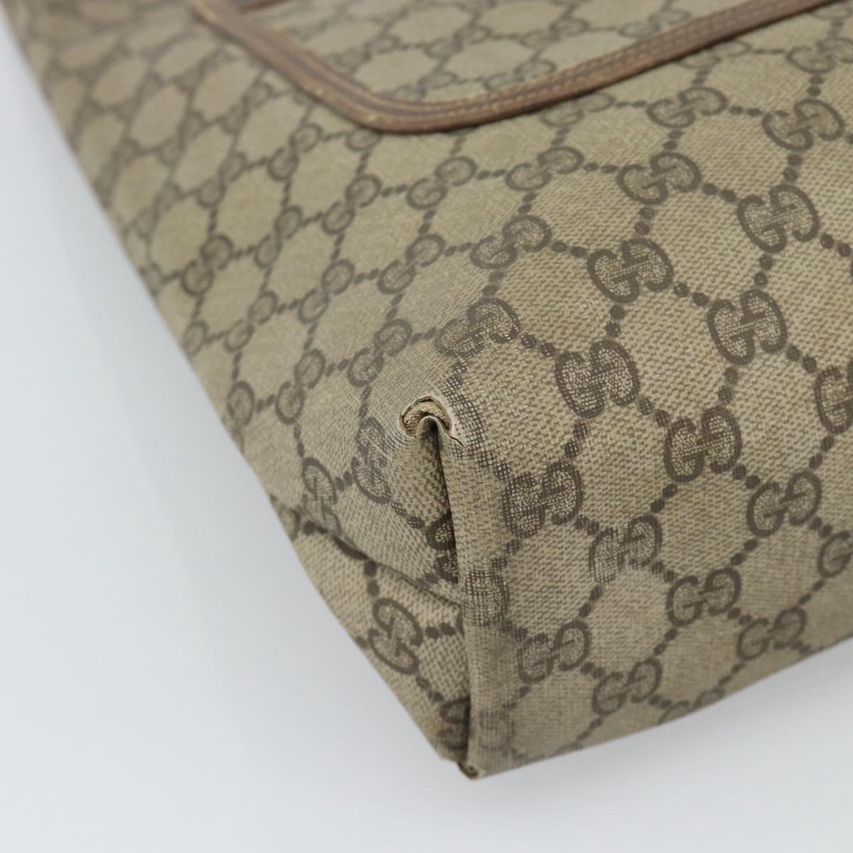 GUCCI GG Supreme Web Sherry Line Tote Bag PVC Beige Gold 378 02 003 Auth 187267
