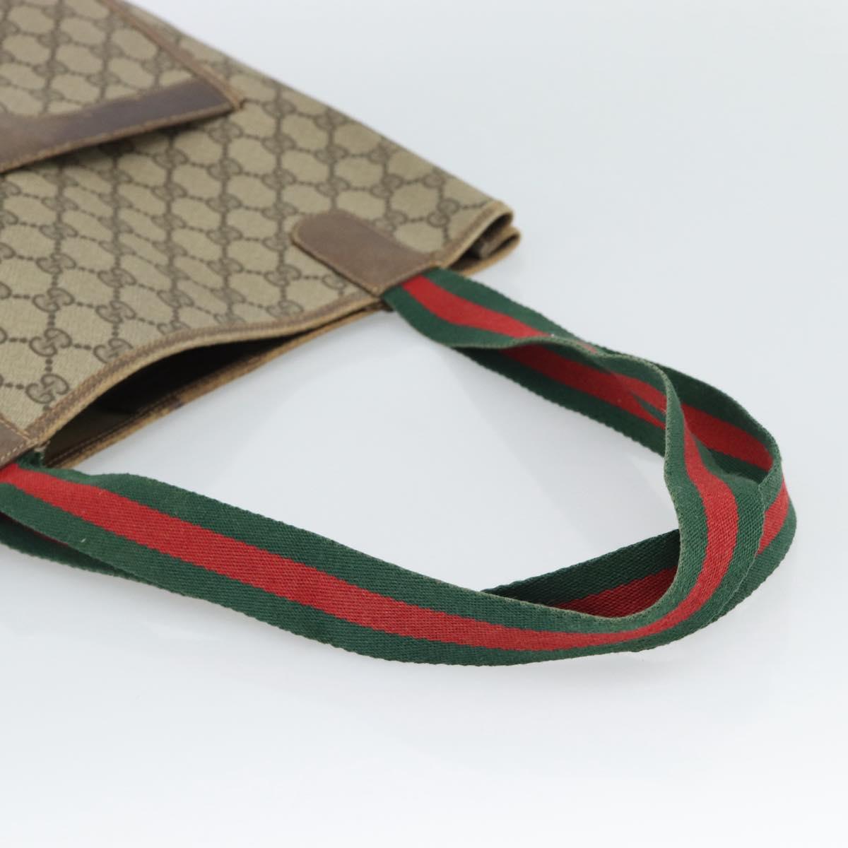 GUCCI GG Supreme Web Sherry Line Tote Bag PVC Beige Gold 378 02 003 Auth 187267