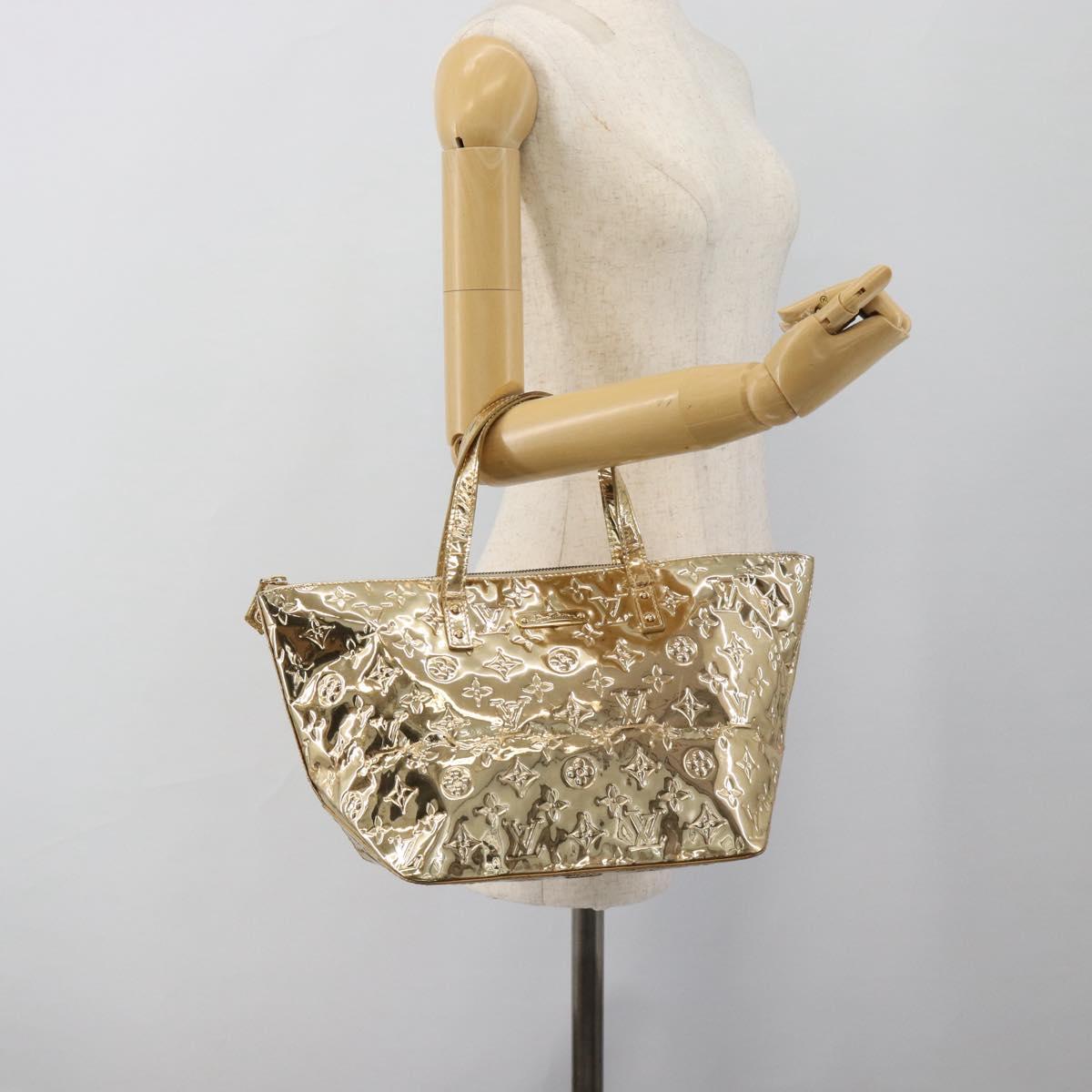 LOUIS VUITTON Monogram Miroir Bellevue GM Hand Bag Gold LV Auth 187271