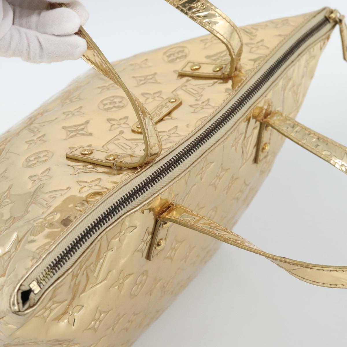 LOUIS VUITTON Monogram Miroir Bellevue GM Hand Bag Gold LV Auth 187271