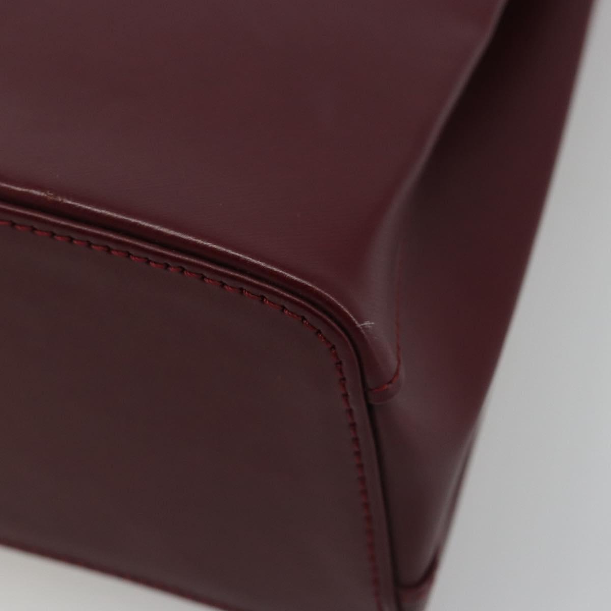 CARTIER Trinity Hand Bag Leather Bordeaux Gold Silver Auth 187273V