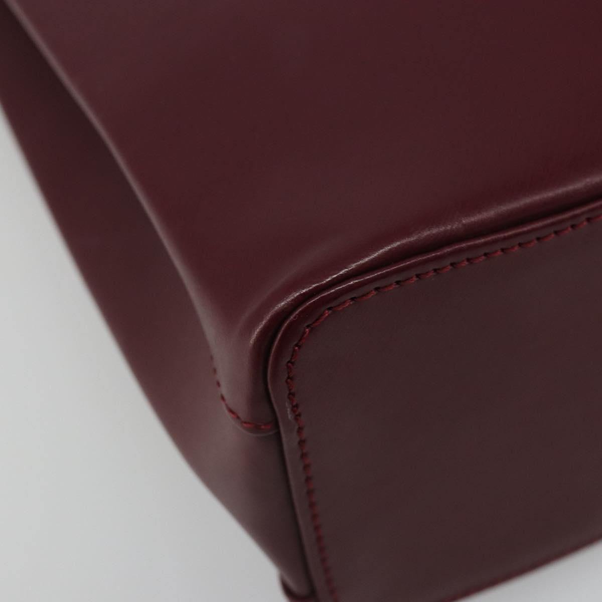 CARTIER Trinity Hand Bag Leather Bordeaux Gold Silver Auth 187273V
