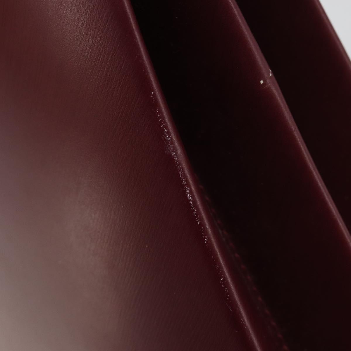 CARTIER Trinity Hand Bag Leather Bordeaux Gold Silver Auth 187273V