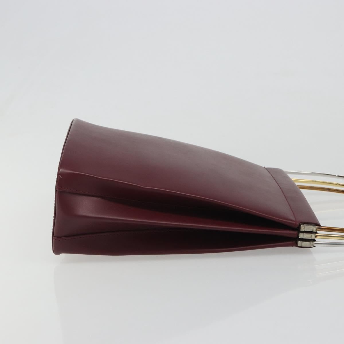 CARTIER Trinity Hand Bag Leather Bordeaux Gold Silver Auth 187273V