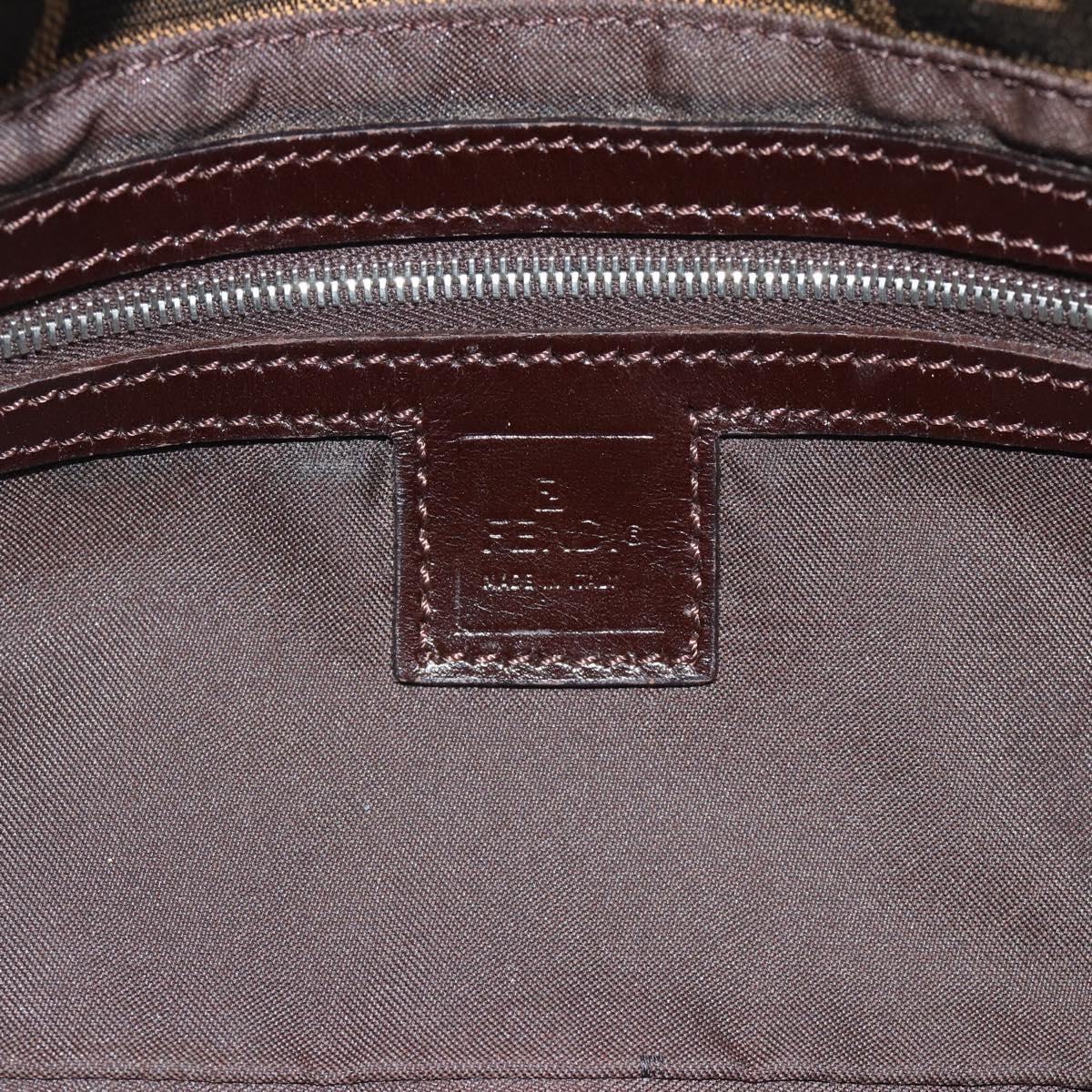 FENDI Zucca Canvas Mamma Baguette Shoulder Bag Black Brown Auth 187283V