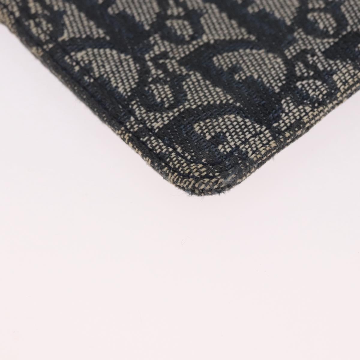 Christian Dior Trotter Canvas Pouch Navy Silver Auth 187284V