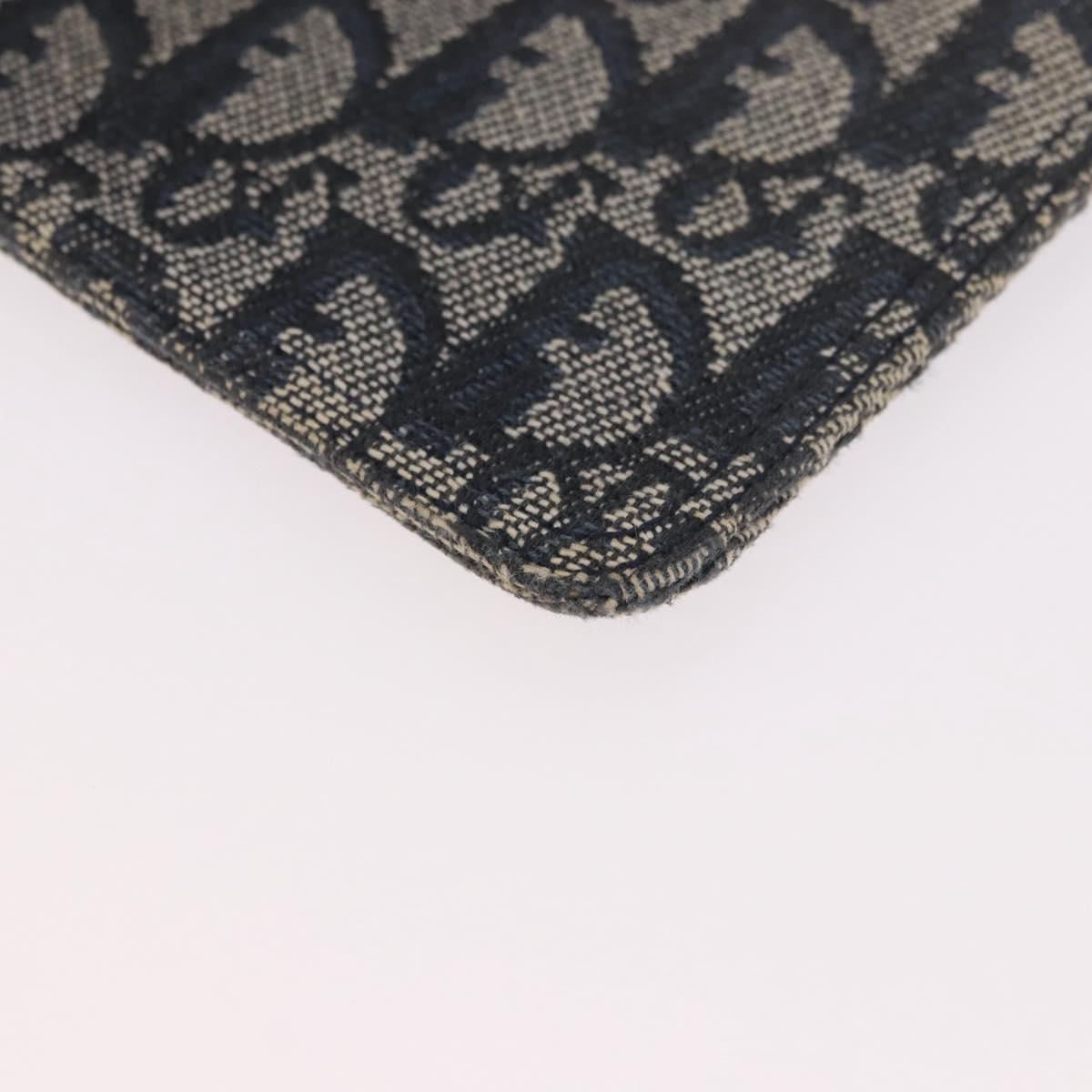 Christian Dior Trotter Canvas Pouch Navy Silver Auth 187284V