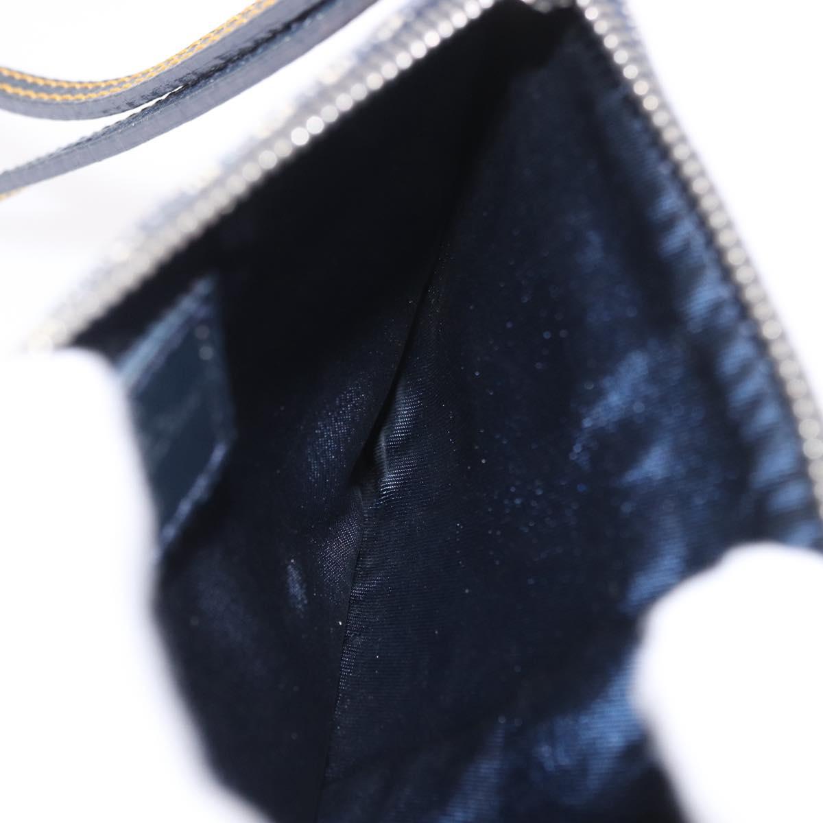 Christian Dior Trotter Canvas Pouch Navy Silver Auth 187284V