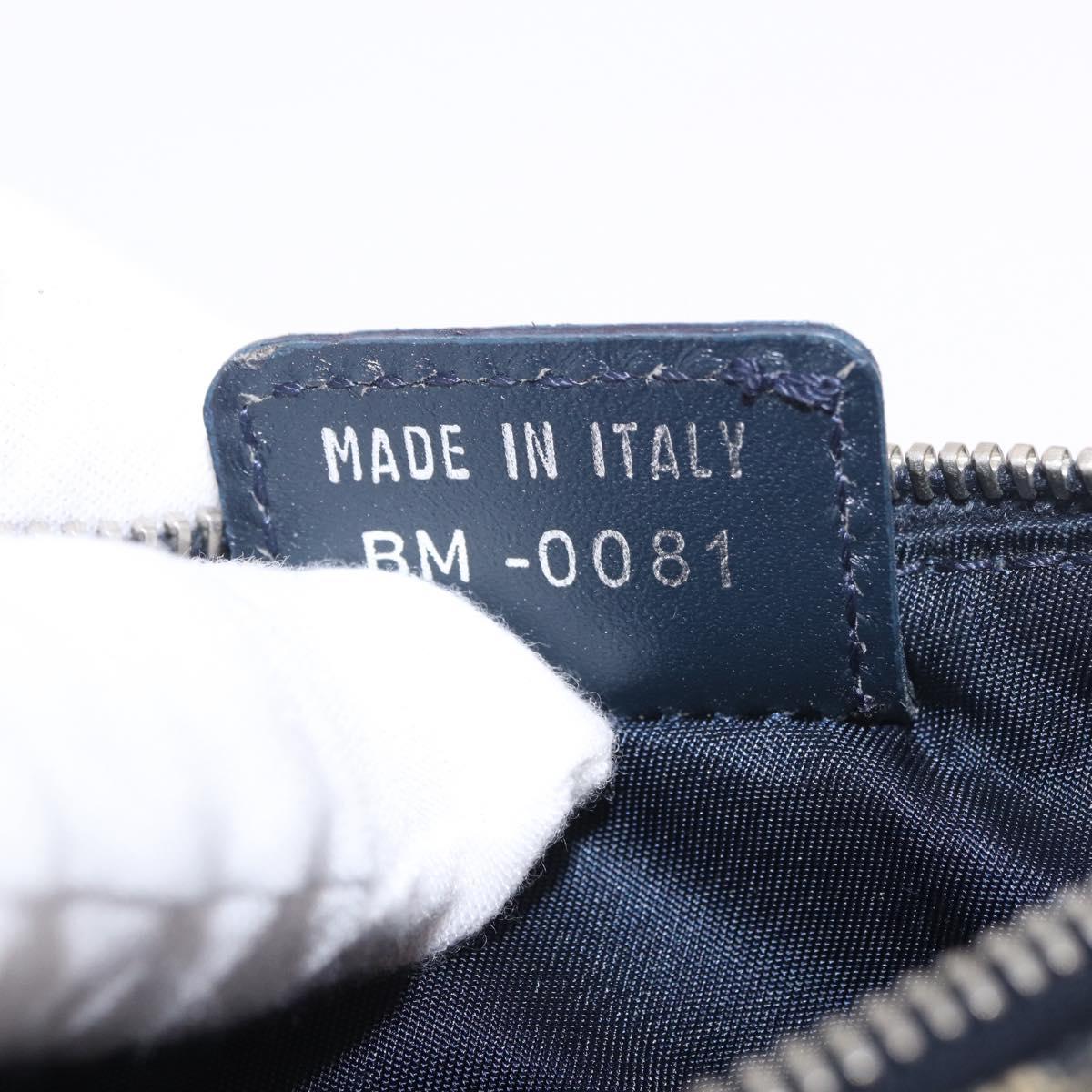 Christian Dior Trotter Canvas Pouch Navy Silver Auth 187284V