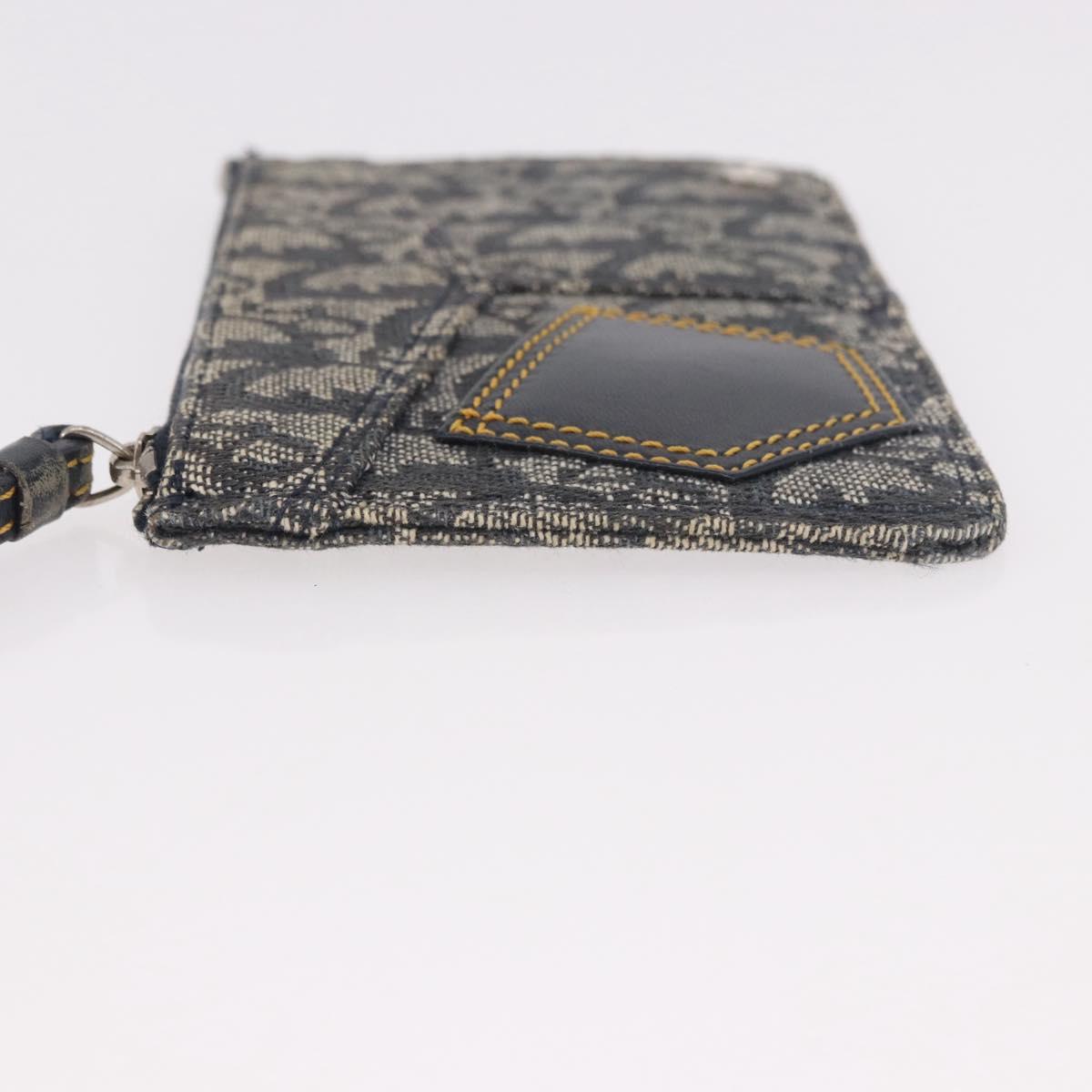 Christian Dior Trotter Canvas Pouch Navy Silver Auth 187284V