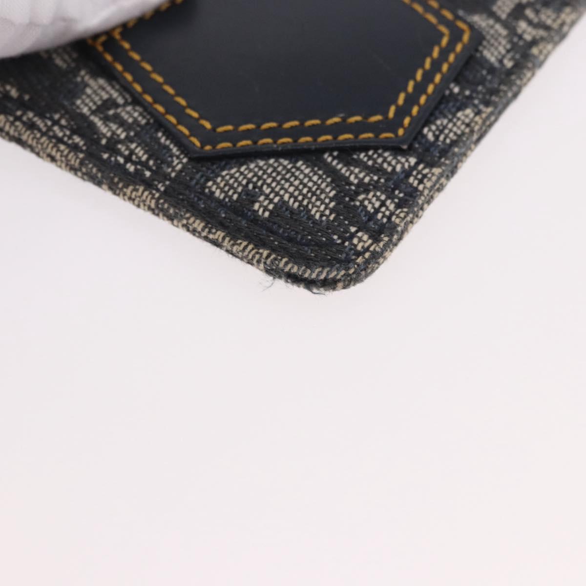 Christian Dior Trotter Canvas Pouch Navy Silver Auth 187284V