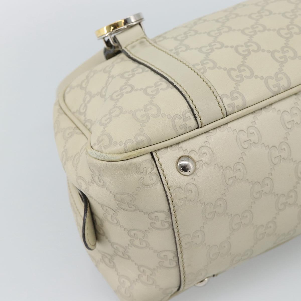 GUCCI GG Canvas Guccissima GG Twins Bag Leather Ivory Silver 232958 Auth 187286A