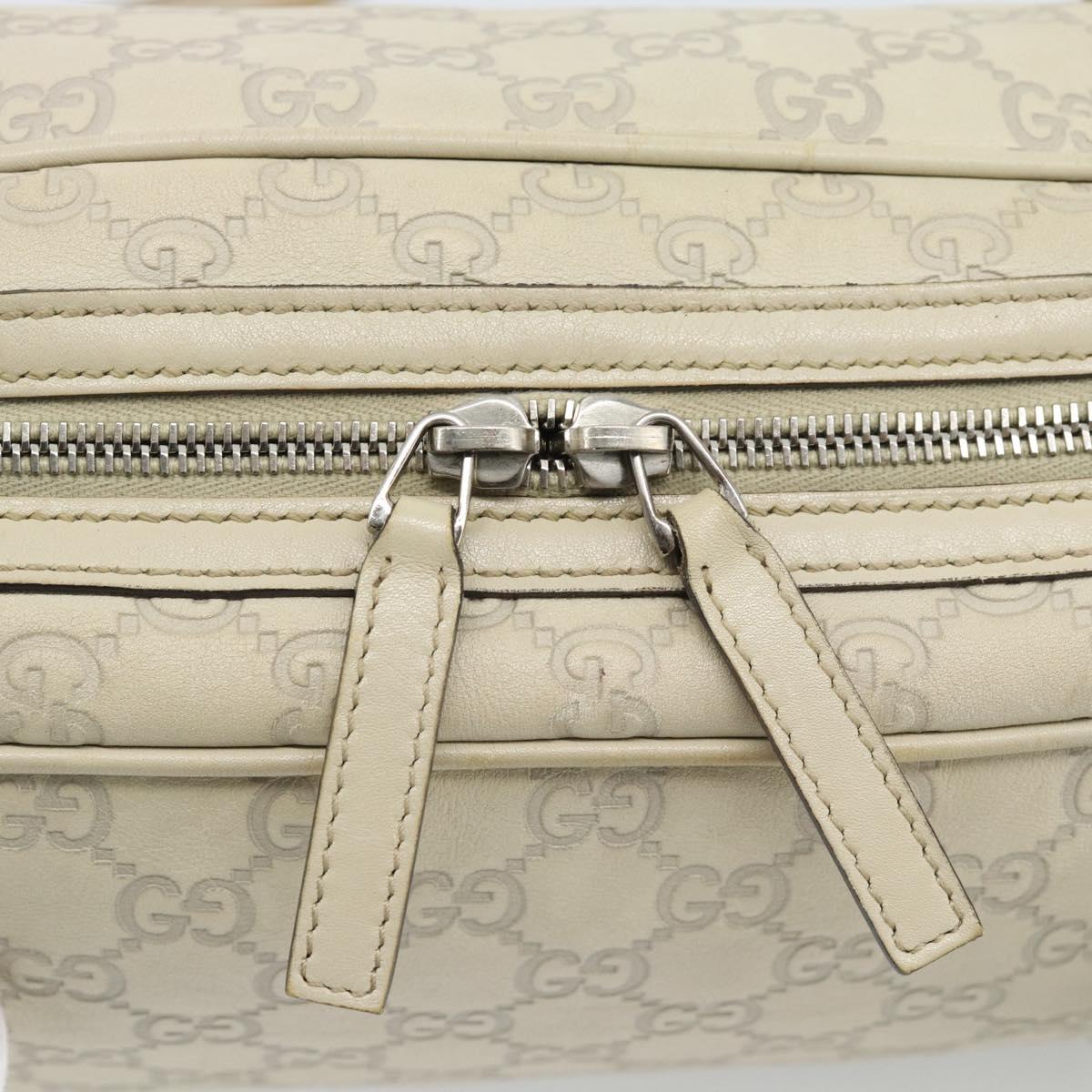 GUCCI GG Canvas Guccissima GG Twins Bag Leather Ivory Silver 232958 Auth 187286A