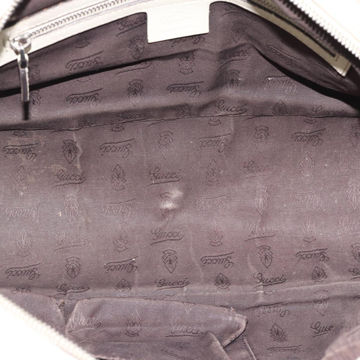 GUCCI GG Canvas Guccissima GG Twins Bag Leather Ivory Silver 232958 Auth 187286A