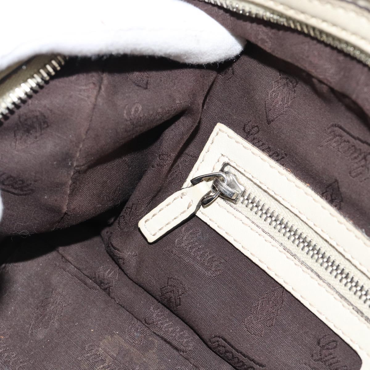 GUCCI GG Canvas Guccissima GG Twins Bag Leather Ivory Silver 232958 Auth 187286A