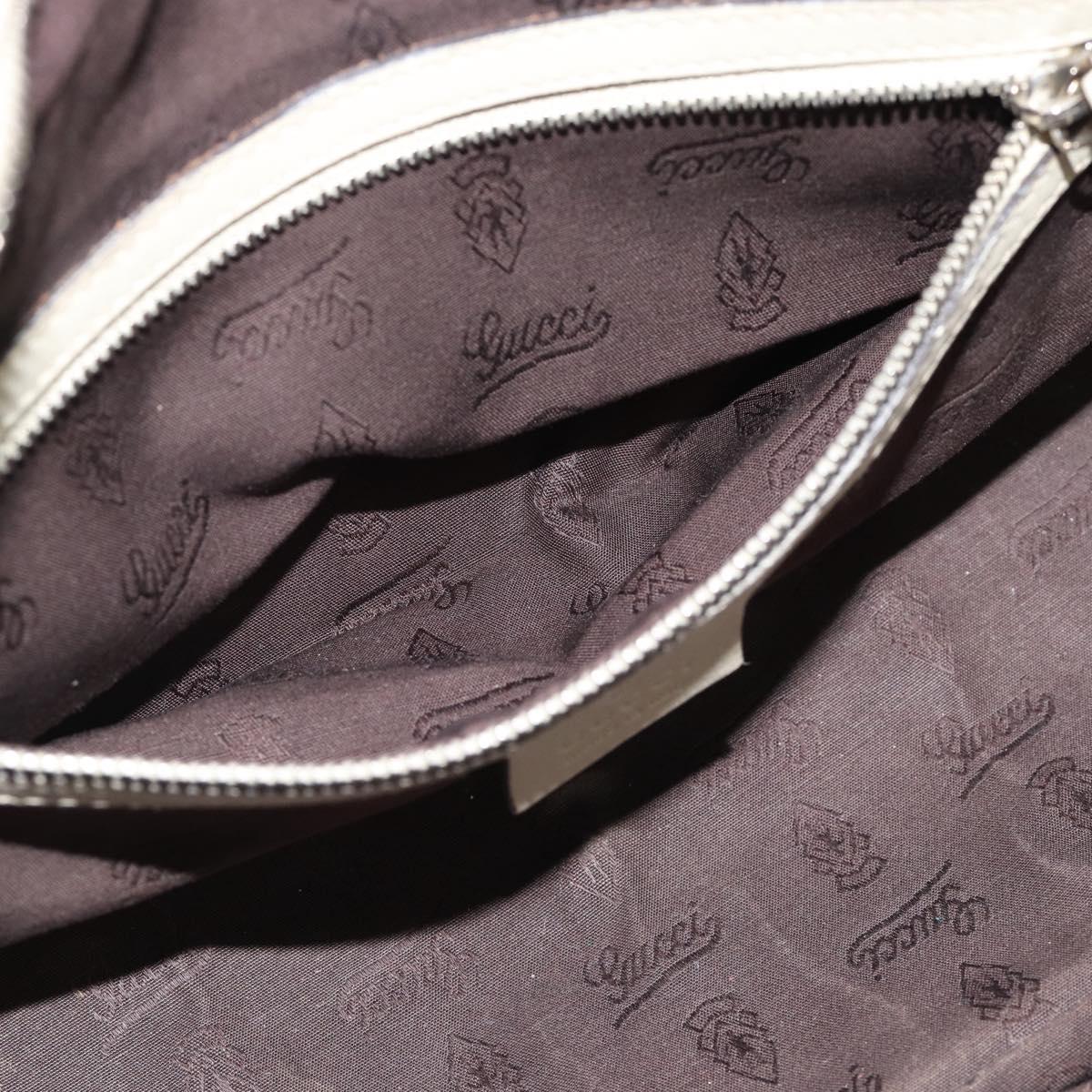 GUCCI GG Canvas Guccissima GG Twins Bag Leather Ivory Silver 232958 Auth 187286A