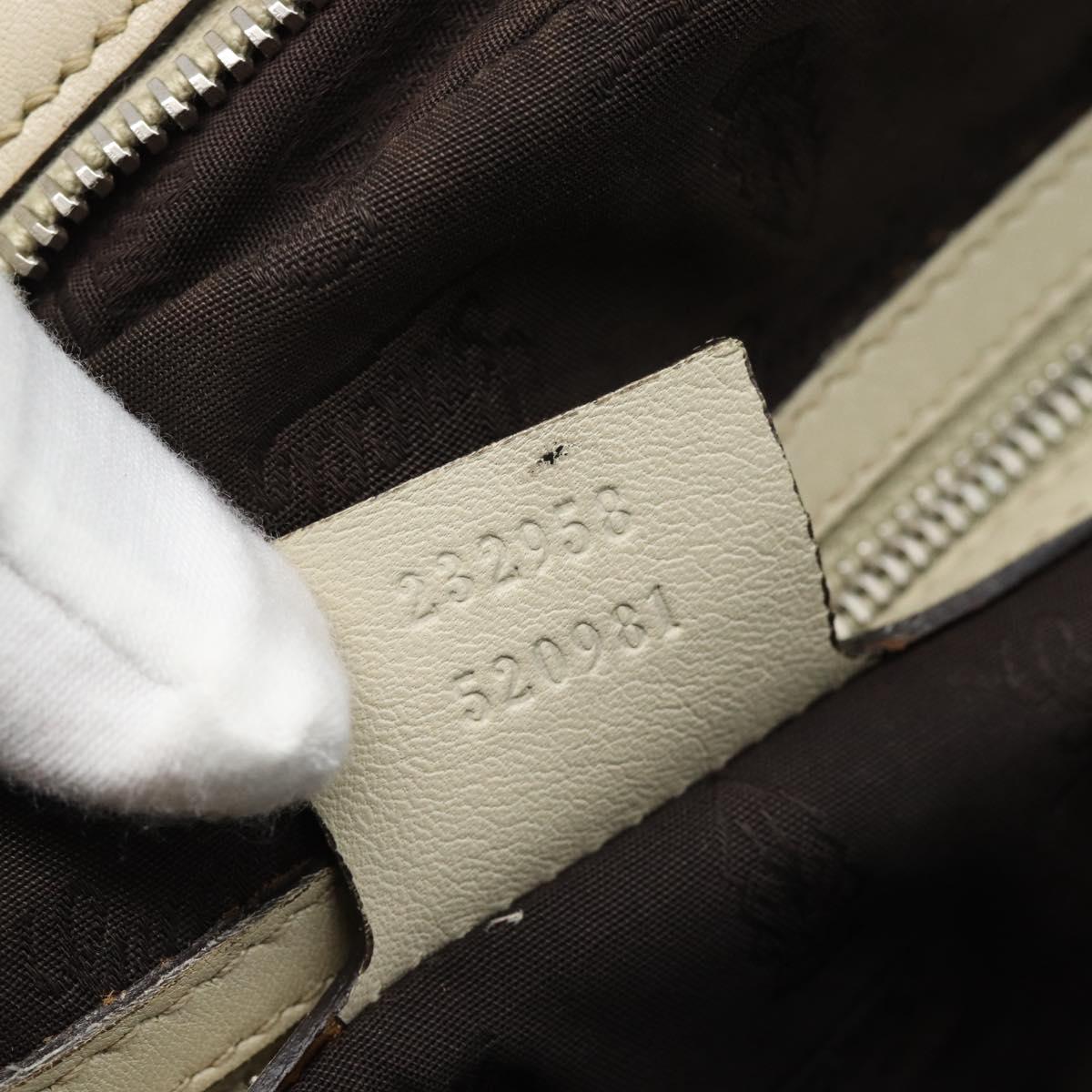 GUCCI GG Canvas Guccissima GG Twins Bag Leather Ivory Silver 232958 Auth 187286A