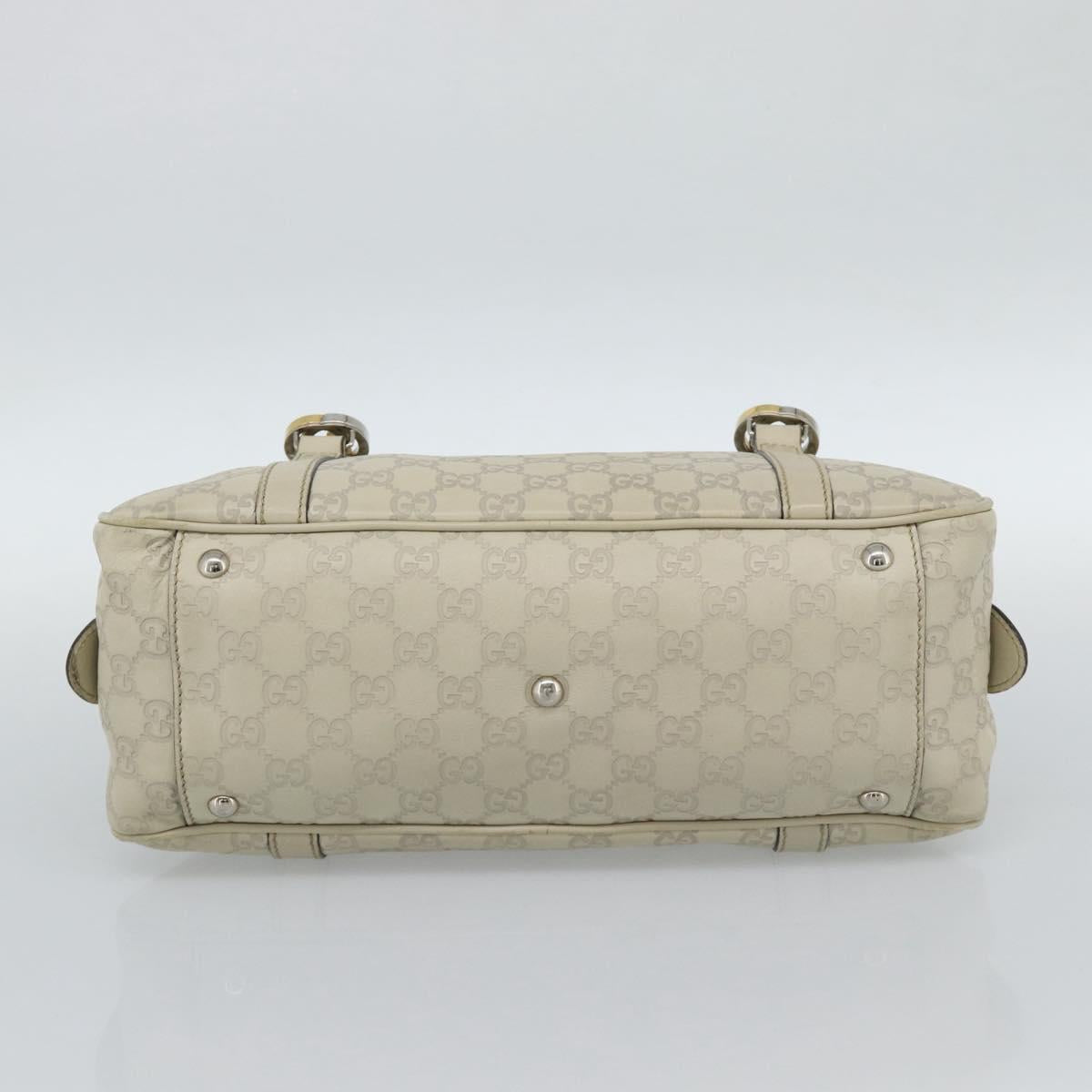 GUCCI GG Canvas Guccissima GG Twins Bag Leather Ivory Silver 232958 Auth 187286A