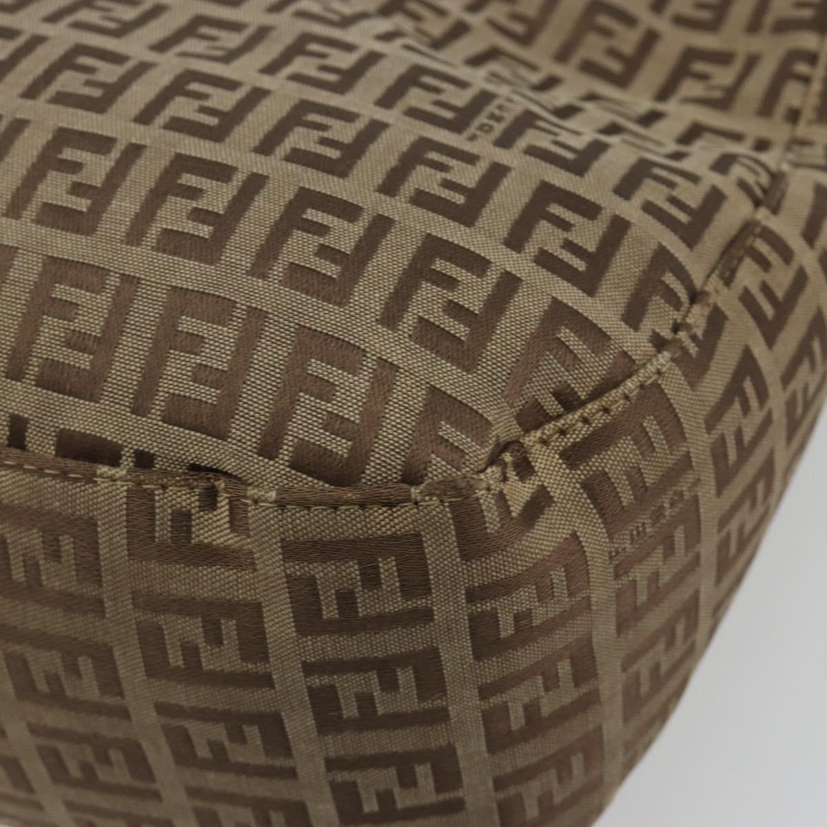 FENDI Zucca Canvas Mamma Baguette Shoulder Bag Brown Black Auth 187290A