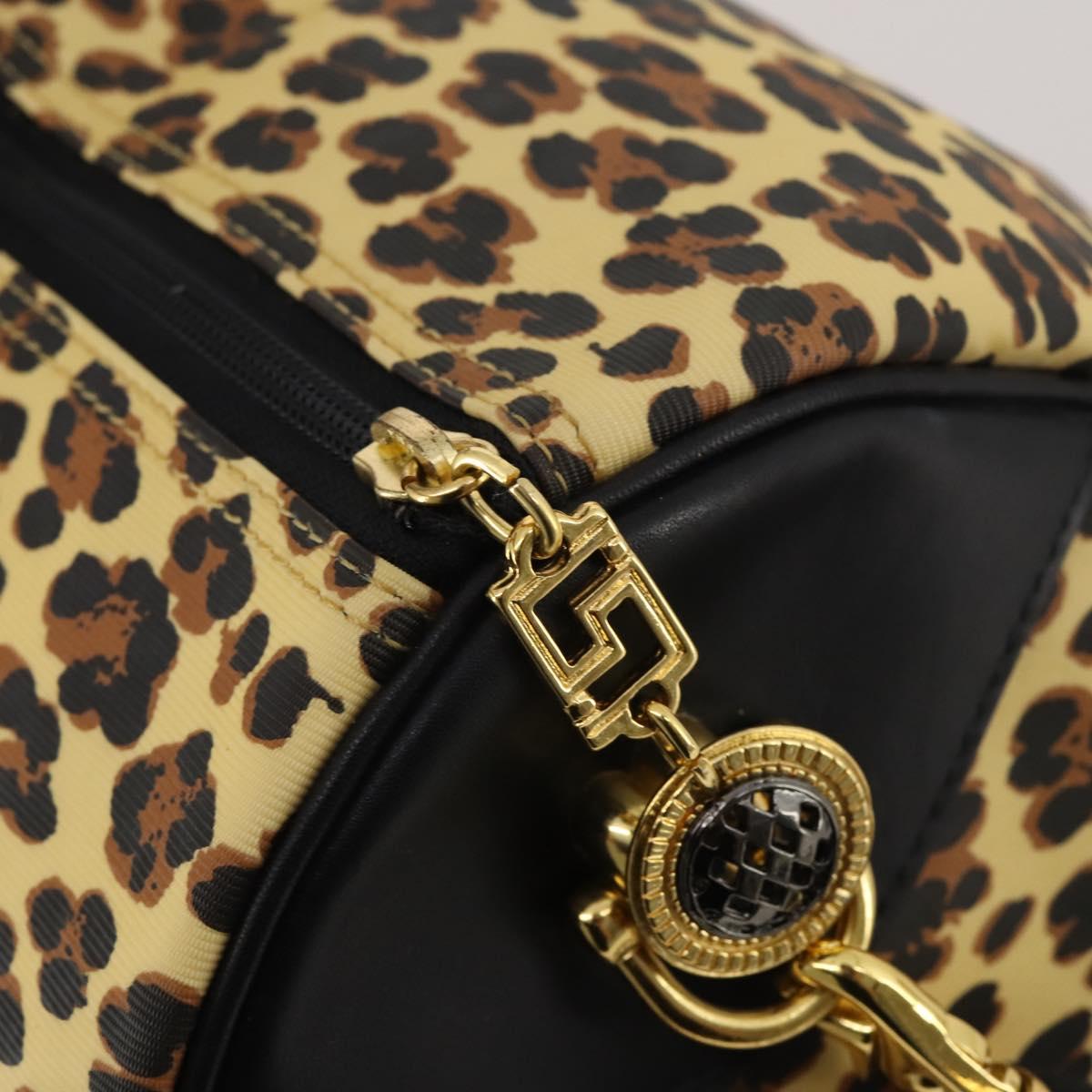 Gianni Versace Boston Bag PVC Canvas 2way Yellow Gold Auth 187294