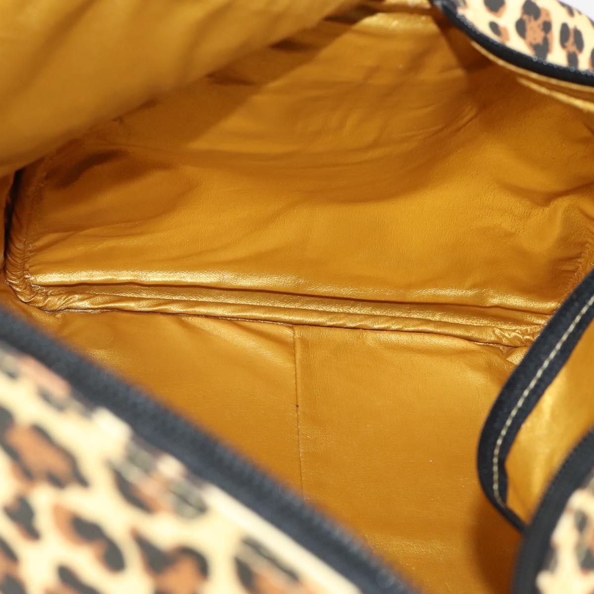 Gianni Versace Boston Bag PVC Canvas 2way Yellow Gold Auth 187294