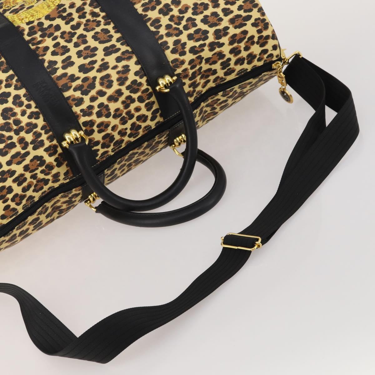 Gianni Versace Boston Bag PVC Canvas 2way Yellow Gold Auth 187294