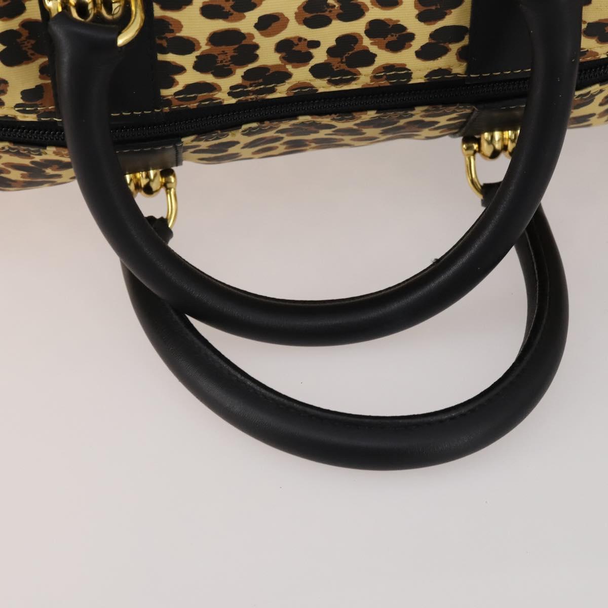 Gianni Versace Boston Bag PVC Canvas 2way Yellow Gold Auth 187294