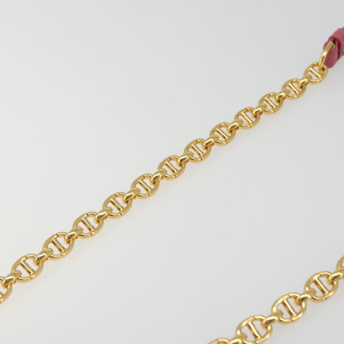 Christian Dior Chain Caro Canage Shoulder Bag Lamb Skin Pink Gold Auth 187297SAM