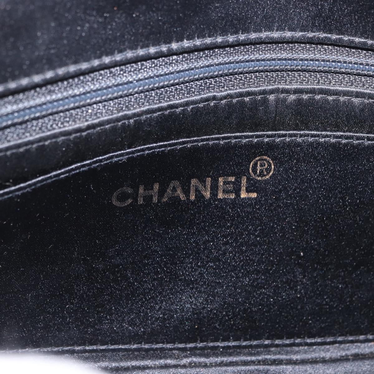 CHANEL Matelasse Chain Shoulder Bag Satin Black Gold CC Auth 187299V
