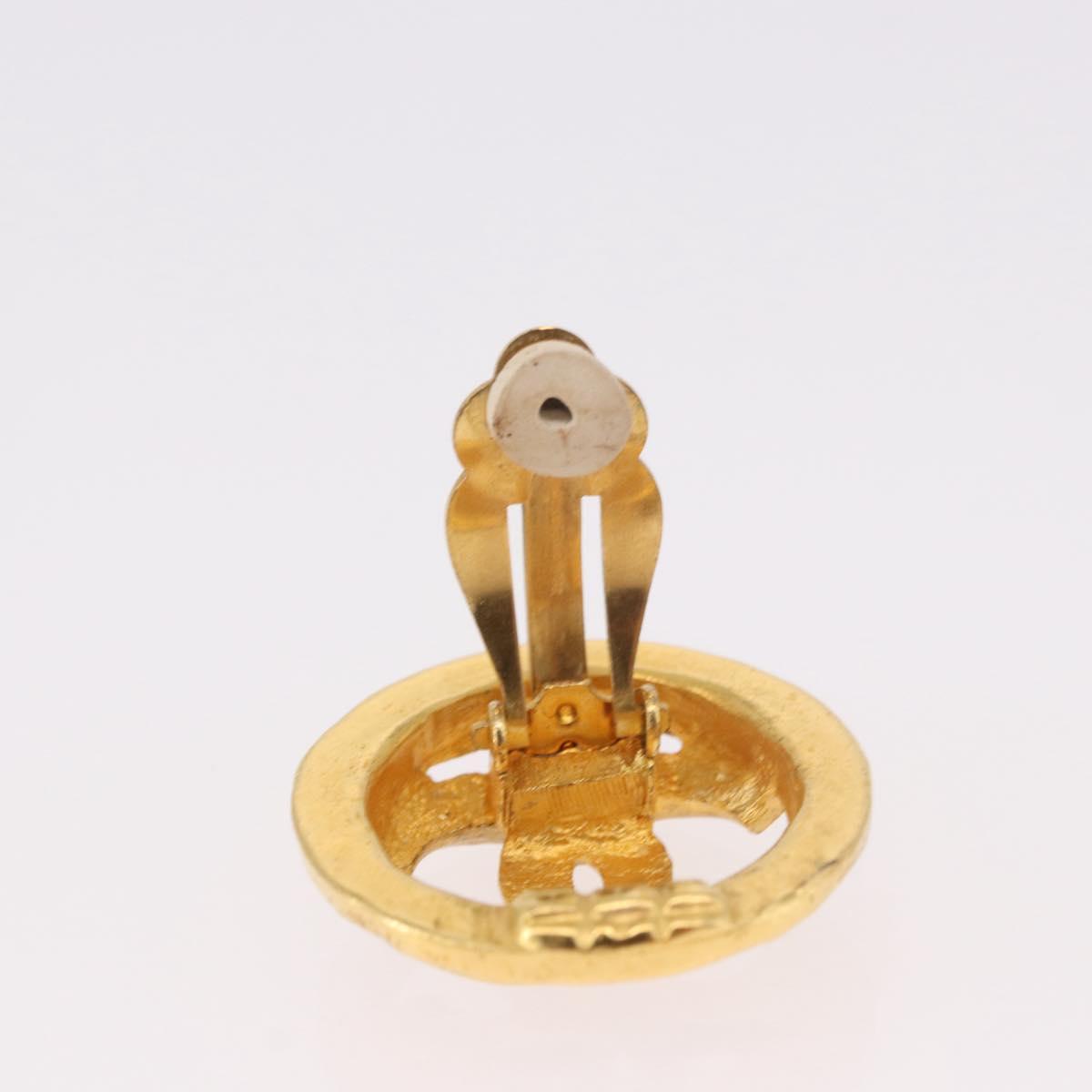 CHANEL COCO Mark Earring Metal Gold Tone CC Auth 187301M