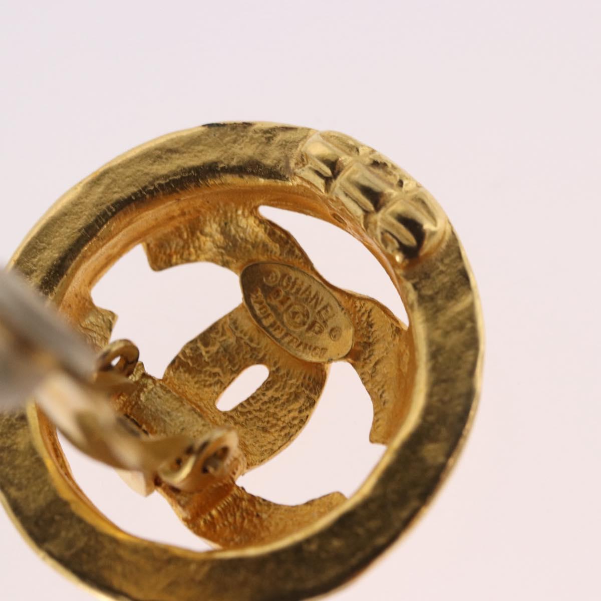 CHANEL COCO Mark Earring Metal Gold Tone CC Auth 187301M