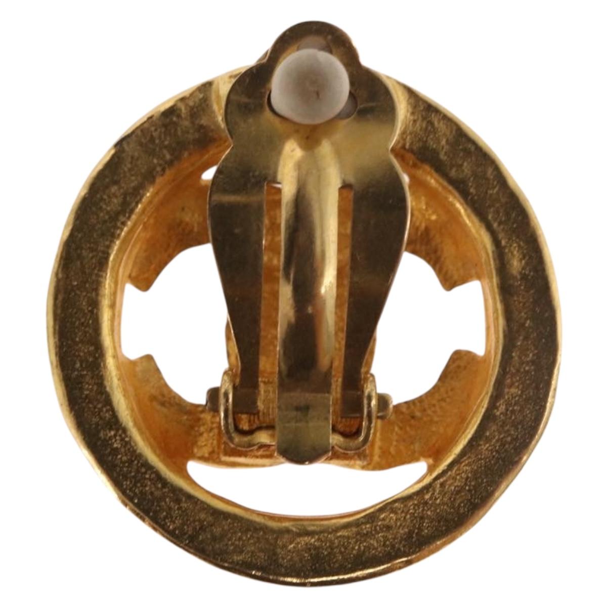 CHANEL COCO Mark Earring Metal Gold Tone CC Auth 187301M