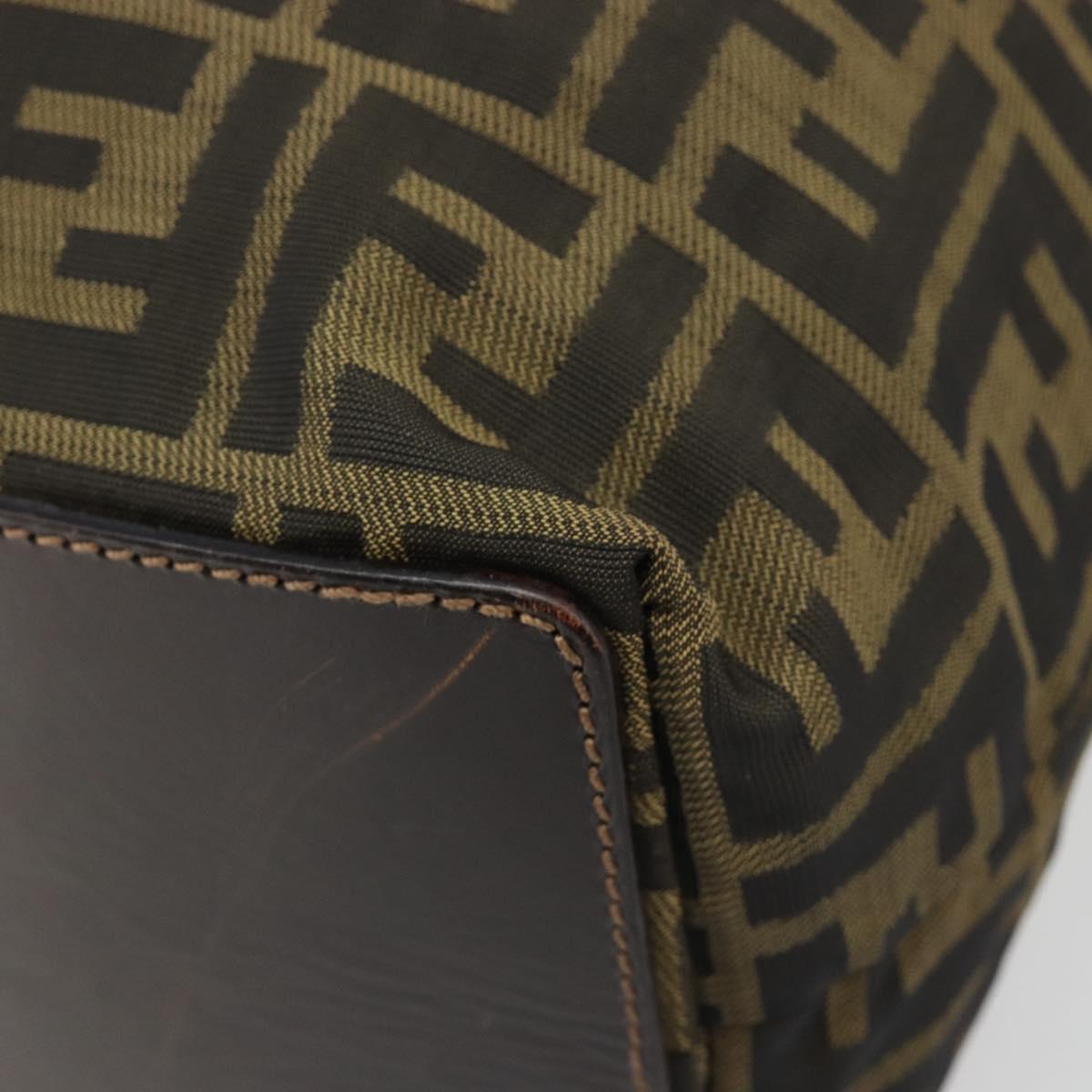 FENDI Zucca Canvas Hand Bag Black Black Auth 187306A