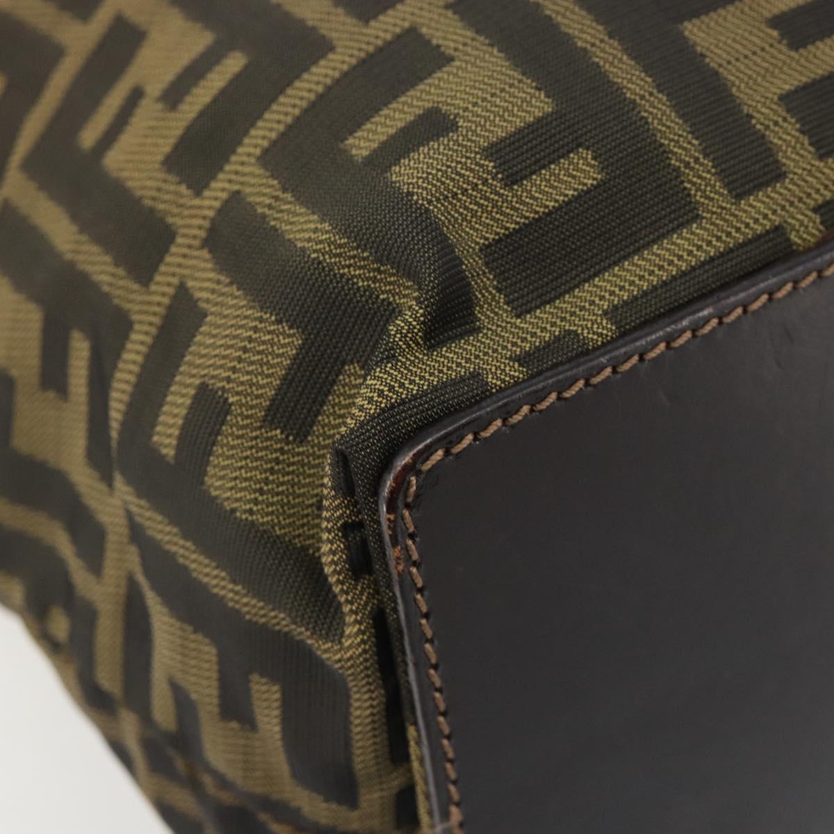 FENDI Zucca Canvas Hand Bag Black Black Auth 187306A