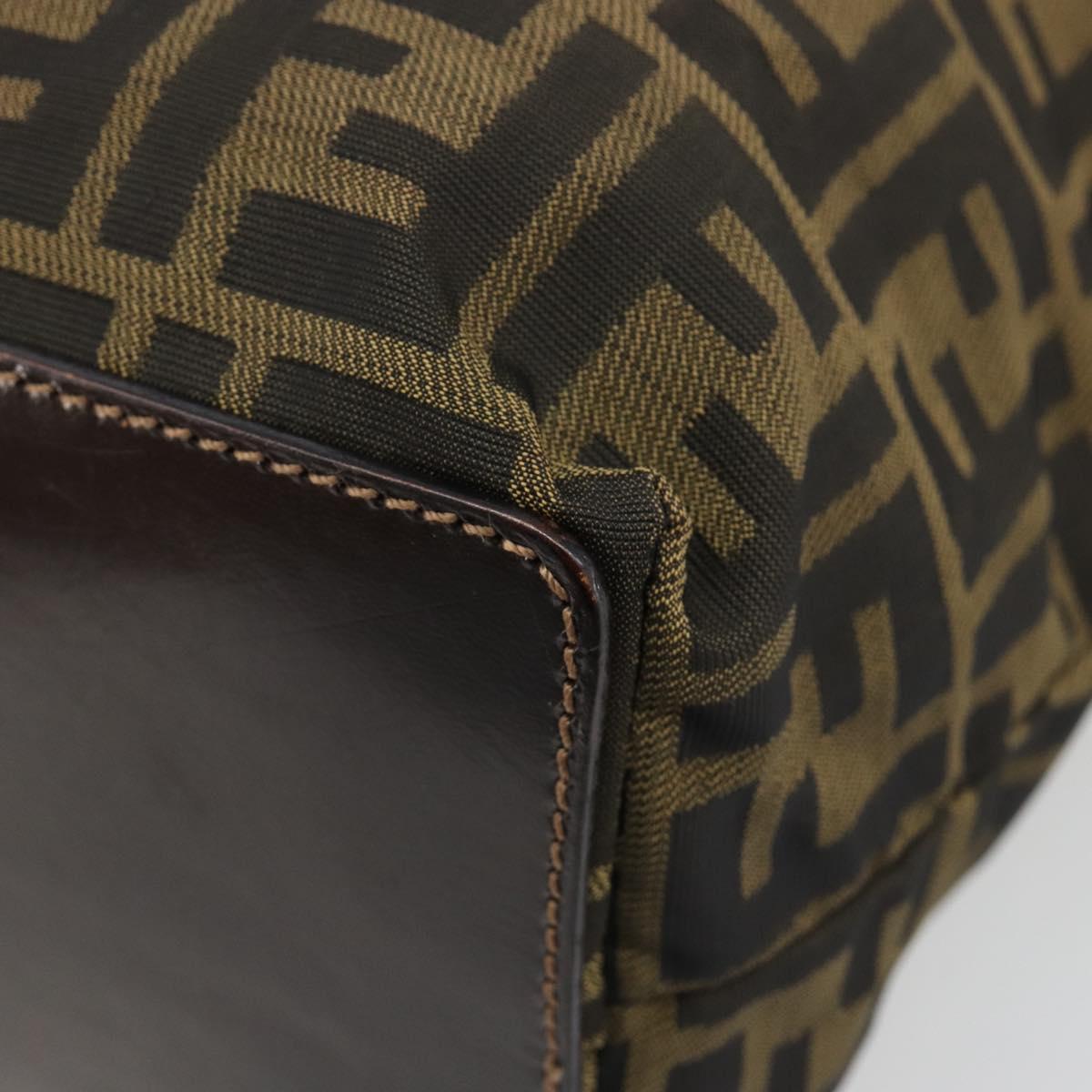 FENDI Zucca Canvas Hand Bag Black Black Auth 187306A