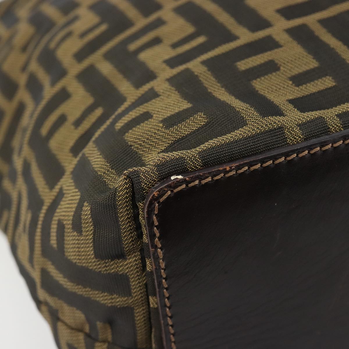 FENDI Zucca Canvas Hand Bag Black Black Auth 187306A