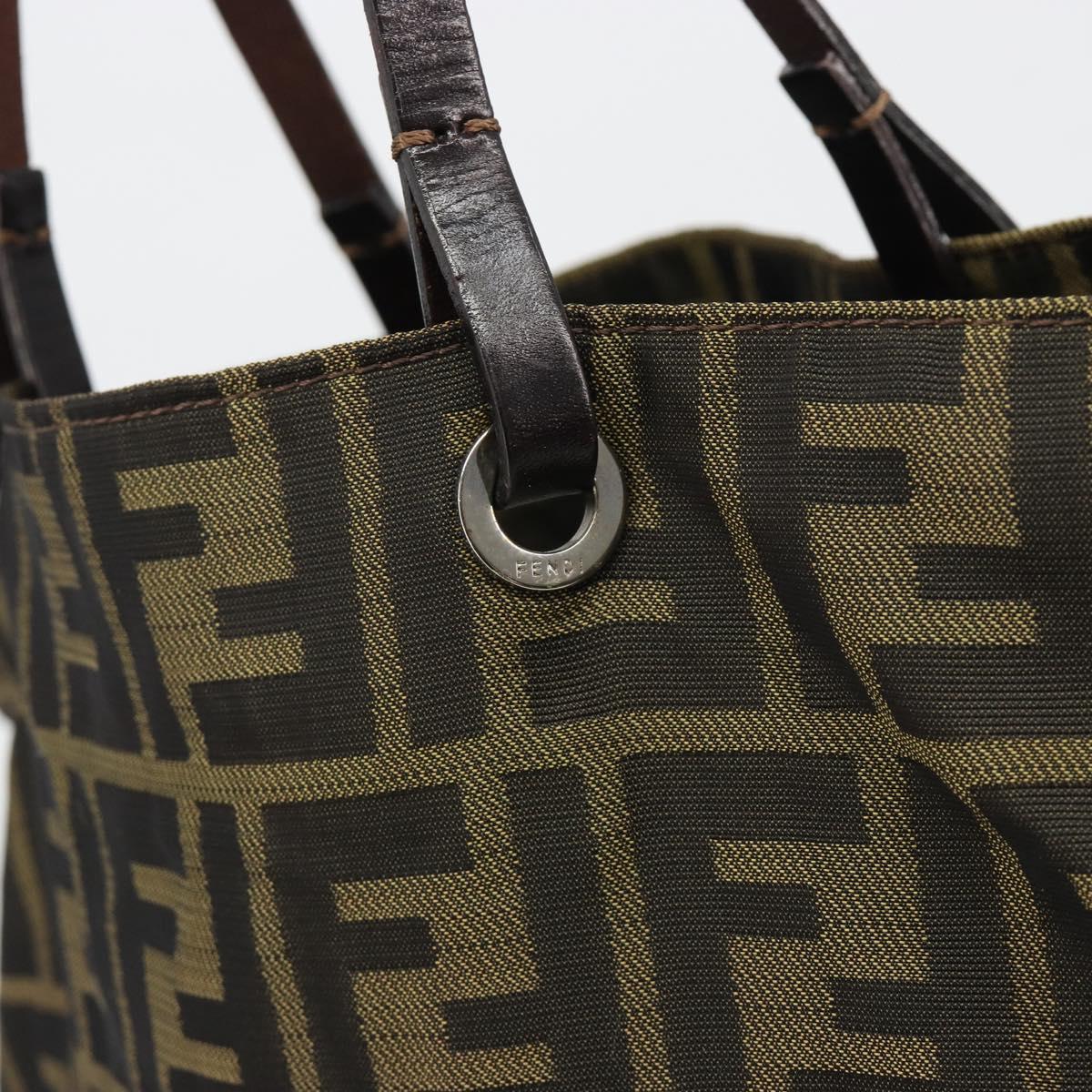FENDI Zucca Canvas Hand Bag Black Black Auth 187306A